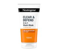 Neutrogena Clear & Defend - Máscara de lavado 2 en 1 (1 x 150 ml), limpiador facial purificante y máscara de arcilla para piel grasa y propensa a manchas, máscara de lavado facial con 1% de ácido