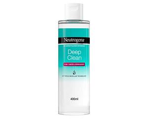 Neutrogena Deep Clean limpiador facial 3 en 1, agua micelar, líquido demaquillador, 400 ml