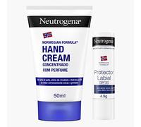 Neutrogena Fórmula Noruega Crema De Manos Concentrada (50ml) + Protector Labial SPF 20 (4,8g), crema de manos reparadora con perfume, bálsamo hidratante para labios secos