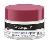 Neutrogena Fórmula Noruega Immediate Repair Bálsamo Nariz y Labios (15 ml), crema hidratante facial de rápida absorción, protector labial y nasal para labios agrietados y nariz reseca con Glicerina