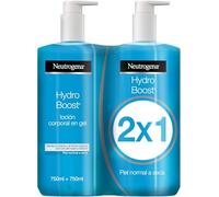Neutrogena Hydro Boost loción corporal en gel (2 x 750 ml), crema hidratante corporal con ácido hialurónico, fórmula refrescante ultraligera, para piel normal a seca