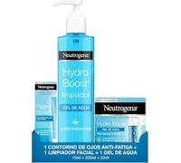 Neutrogena Hydro Boost, set de regalo con Gel de Agua hidratante facial (50 ml), Gel de Agua limpiador facial (1 x 200 ml) y Gel contorno de ojos antifatiga (15 ml), rutina con ácido hialurónico