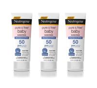 Neutrogena Pure & Free Baby Mineral Sunscreen Lotion con amplio espectro SPF 50 y xido de zinc hipoalergnico resistente al agua y protector solar s