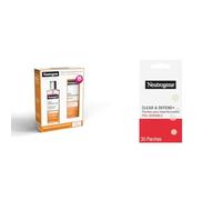 Neutrogena Rutina Anti Acné con Fluido Hidratante facial (50 ml) y Limpiador facial (50ml) Spot Controlling + Parches para granos (30uds) Clear & Defend, cuidado suave para piel propensa al acné