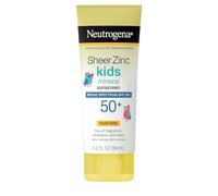 Neutrogena Sheer Zinc Oxid - Loción de protección solar mineral de amplio espectro SPF 50+ con protección UVA/UVB, impermeable durante 80 minutos, resistente a parabenos, tintes, perfume y desgarros