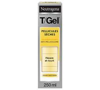 Neutrogena T/GEL Champú Anticaspa Cabello Seco (250 ml), tratamiento hidratante cabello con ácido salicílico y piroctona olamina, champú pelo seco que alivia la sequedad y la descamación