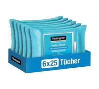 Neutrogena Toallitas desmaquillantes Hydro Boost, toallitas limpiadoras Aqua con ácido hialurónico, desmaquillantes, 6 x 25 piezas