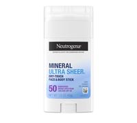 Neutrogena Ultra Sheer Dry Touch SPF 50 Stick de protector solar mineral para la cara sensible y la proteccin solar del cuerpo con xido de zinc y v