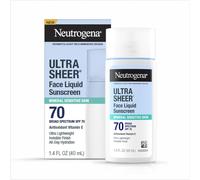 Neutrogena Ultra Sheer Face Liquid Mineral Sunal Sunal Sunwightweight Broad Spf SPF 70 Sunspreen facial para la piel sensible hojas de un acabado sed