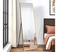 NeuType Espejo de Pared Completo, Rectangular, para Colgar o Apoyar, Espejo de Suelo, para Dormitorio, Baño y Sala de Estar