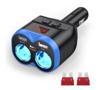 NEUTYPECHIC 5 en 1 Cargador de mechero para Coche, 180 W Adaptador Mechero Coche a Enchufe, 12V/24V PD QC 3.0, con Interruptor Voltímetro LED, Adecuado para Teléfonos móviles, Tabletas, GPS