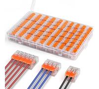NEUTYPECHIC 75 Piezas Conectores Eléctricos Rapidos, Empalmes Cables Electricos, Adecuado Para Cables De 0,14-4,0 mm², 35 Piezas Con 2 Puertos, 25 Piezas Con 3 Puertos, 15 Piezas Con 2 Puertos