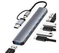 NEUTYPECHIC HUB USB C 3.0, 7 en 1 Docking Station USB C con 2 USB C Ports, USB A 3.0 Port e 4 USB A 2.0 Ports, Multipuerto USB C con Adaptador USB e Type C, Compatibile con MacBook Pro Air
