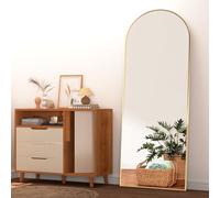 NEUWEABY Arqueado Espejo de Cuerpo Entero, 162X53cm Espejo de Suelo arqueado con Soporte, Espejo de Pared Grande, Dorado Colgado de pie o apoyado contra la Pared para Entrada de Dormitorio