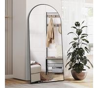 NEUWEABY Arqueado Espejo de Cuerpo Entero Espejo de pie con Soporte 165 x 60cm Espejo de Pared Grande Negro de pie colgado o apoyado contra la Pared para la Entrada del Dormitorio