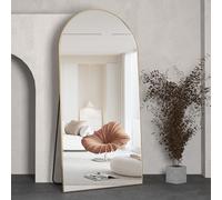 NEUWEABY Arqueado Espejo de Cuerpo Entero Espejo de pie con Soporte 193 x 86cm Espejo de Pared Grande Oro Colgado de pie o apoyado contra la Pared para la Entrada del Dormitorio