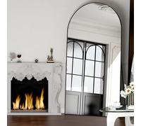 NEUWEABY Arqueado Espejo de Cuerpo Entero Espejo de pie con Soporte 198 x 96cm Espejo de Pared Grande Negro de pie colgado o apoyado contra la Pared para la Entrada del Dormitorio