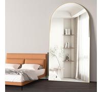 NEUWEABY Arqueado Espejo de Cuerpo Entero Espejo de pie con Soporte 198 x 96cm Espejo de Pared Grande Oro Colgado de pie o apoyado contra la Pared para la Entrada del Dormitorio