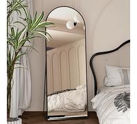 NEUWEABY Espejo de Cuerpo Entero 162 x 53 cm Arco Espejo de pie con Soporte Espejo Arqueado Negro Colgado de pie o apoyado contra la Pared para Entrada Dormitorio