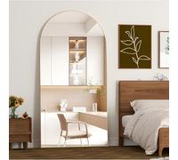 NEUWEABY Espejo de Cuerpo Entero 180 x 80 cm Espejo arqueado Oro Espejo de Suelo arqueado con Soporte Colgado o Apoyado en la Pared para la Entrada del Dormitorio, Sala de Estar