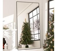 NEUWEABY Espejo de Cuerpo Entero 193x86cm Espejo de Pie Negro Espejo Grande con Soporte Rectangular Colgado de pie o apoyado contra la Pared para Dormitorio