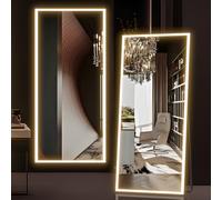 NEUWEABY Espejo de Cuerpo Entero con Luces, Espejo de pie Iluminado de 165x 60 cm, Espejo LED para Montar en la Pared con atenuación y 3 Colores de iluminación para Dormitorio, Blanco