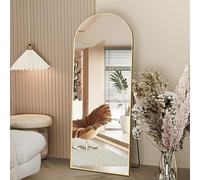 NEUWEABY Espejo de Cuerpo Entero Espejo Arco de 162 x 53 cm, Espejo de pie con Soporte, Dorado Arqueado Cuerpo Completo, Espejo de pie o Inclinado para Dormitorio, Sala de Estar
