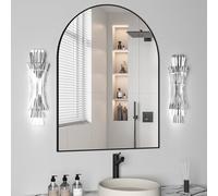 NEUWEABY Espejo de Pared arqueado para baño, Espejo arqueado de 30 x 40 Pulgadas, Espejo de Pared con Marco de Metal, decoración de Espejo de tocador Negro para Mantel, Dormitorio, Entrada, Sala de