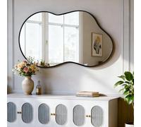 NEUWEABY Espejo de Pared Irregular, Espejo asimétrico 50 x 90 cm, Espejos de tocador Grandes y únicos, para baño, Negros, montados en la Pared, con Forma Moderna, para Vestir en la Entrada del salón