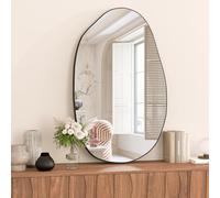 NEUWEABY Espejo de Pared Irregular, Espejo de baño asimétrico Negro Espejo de Cuerpo Grande y único 85 x 52 cm Forma Moderna Vestidor para la Entrada del salón