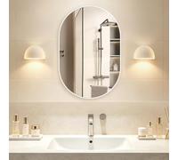 NEUWEABY Espejo Ovalado de baño, Espejos ovalados de tocador de Pared, 50 x 75cm Espejos de baño Blanco para Colocar sobre el Fregadero, Espejos de píldora, Espejo montado en la Pared