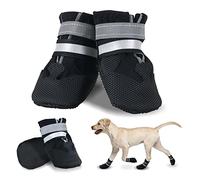 NeuWee - Botas de perro (4 unidades, impermeables, con correas reflectantes, antideslizantes, protectores de patas, zapatos para perros de tamaño pequeño mediano grande (negro, S)