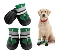 NeuWee Botas para Perros, 4 Piezas Zapatos Impermeables para Perros con Correas Reflectantes Ajustables y Suela Antideslizante, Zapatos para Perros Pequeños Medianos y Grandes(XXL, Verde)