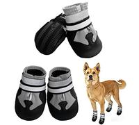 NeuWee Botas para Perros de 4 Piezas, zapatos impermeables para perros con correas reflectantes, Antideslizante protectores de patas para zapatos para perros para Perros Pequeño y Grandes(M, Gris)