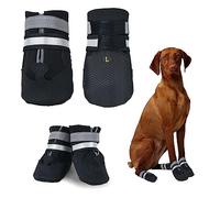 NeuWee Zapatos para perros, 4 unidades, zapatos para perros impermeables con correas reflectantes, suela antideslizante protectores para patas Botas para perros (negro, XXL)