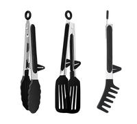 Neuytiky 3 Piezas Pinzas de Cocina de Acero Inoxidable Premium,Pinzas Cocina,Pinzas Cocina Silicona de 27 cm de Acero Inoxidable con Soporte,para Barbacoa,Carne,Ensalada