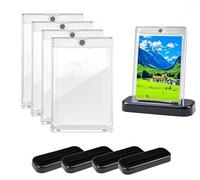 Neuytiky 4er Set Magnetische Kartenhalter 35PT - Premium Toploader für Pokemon Karten & Yugioh, UV-Schutz Hüllen mit Kartenständer - Ideal für Sammler & TCG-Spieler