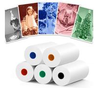 Neuytiky 5 Rollo Papel Cámara Fotos Infantil,5 Colores Papel de Impresión Térmico Camara Fotos Niños,57 x 25mm HD sin BPA Recambio para la Mayoría Cámara Instantánea Infantil,Mini Printer