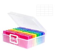 Neuytiky Caja para Fotos,Caja de Almacenamiento para Fotos,Organizador de Plástico Multicolor, Incluye 16 Compartimientos y Etiquetas, para semillas, tarjetas, imágenes, manualidades