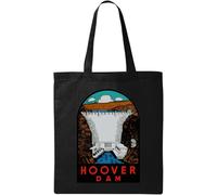 Nevada Las Vegas Dam Vintage Retro Style Travel Poster Natural Eco Cotton Tote Bag Black, Black, Talla única