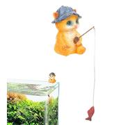 Nevalerra Fischerkatze Figur - Aquarium Decoration Statue, Durable Resin Craft, Detailed Cat and Fish Design | Easy Placement with Stable Base For Fish Tank Terrarium Home Or Office Display