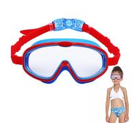 Nevalerra Gafas de piscina para niños, diseño de lente de policarbonato de 5.3 x 2.3 x 1.96 pulgadas, rojo, rosa, , morado, puente de nariz de poliuretano, correa de alta elasticidad, protección