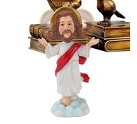 Nevalerra Jesús Bobble Cabeza - Divertida figura religiosa, juguete de escritorio de cabeza de primavera, coleccionable único | Construcción de resina con diseño humorístico para oficina, escritorio