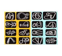 Nevalerra Juego de rompecabezas de alambre 3D de metal para correr cerebral, anillo de desbloqueo bloqueado con 16 piezas, rompecabezas para niños, juguetes para niñas, niños, adultos, fiestas en casa