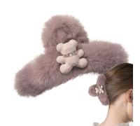 Nevalerra Pasador de pelo de felpa esponjosa - lindos clips de pelo de animales de gran tamaño, horquillas de pelo peludo para mujeres, niñas, adolescentes, accesorios elegantes para el día a