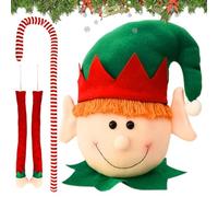 Nevalerra Punta de árbol de Navidad de Peluche con Brazos y bastón, Punta de árbol de Navidad para, para Vacaciones, hogar, Fiestas, Interiores, Celebraciones