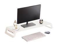 Nevalerra Soporte de escritorio para monitor - Organizador de escritorio de oficina de 19.7 x 7.8 x 2.95 pulgadas, 4 puertos USB, soporte de madera, almacenamiento elevador de monitor, hogar, escuela
