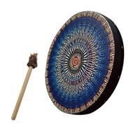 Nevalerra Tambor de mano y bate, tambor chamán vintage de piel sintética | misterioso tambor de mano hueco en la parte trasera y marco, tambor apto para principiantes como regalo para