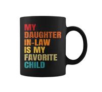 Nevalerra Taza de café de cerámica con texto en inglés "My Daughter In Law Is My Favorite Child", taza de café, taza de café, taza de café divertida, divertido regalo familiar para cumpleaños