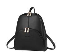 Nevenka Mochila Mujer, Mochila Portátil de Cuero PU Bolsa Mujer Casual para Escuela, Oficina, Viajes, Gimnasio, Campamento (Negro)